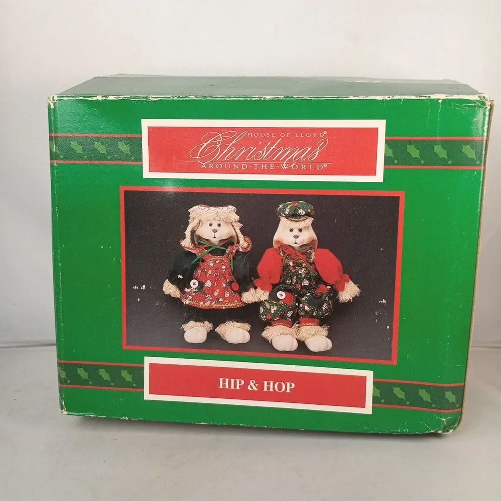 House Of Lloyd Christmas Around the World Hip and Hop Porcelain Bunny Set W/Box